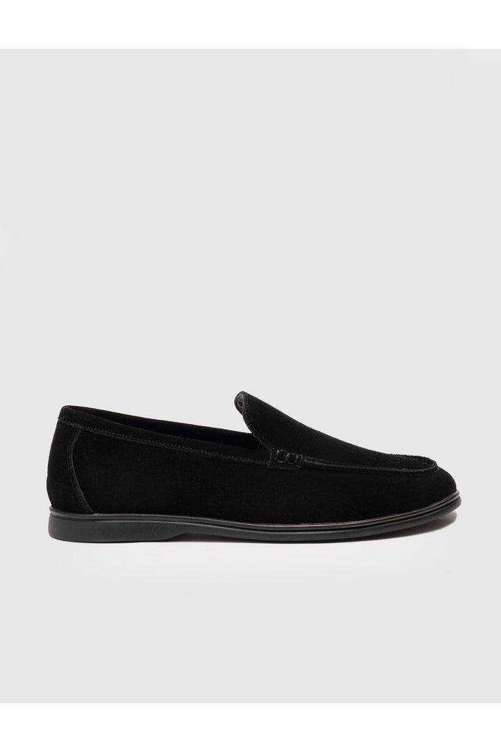 Cabani Shoes Chaussures de ville pour hommes en cuir véritable en suède noir - Noir
