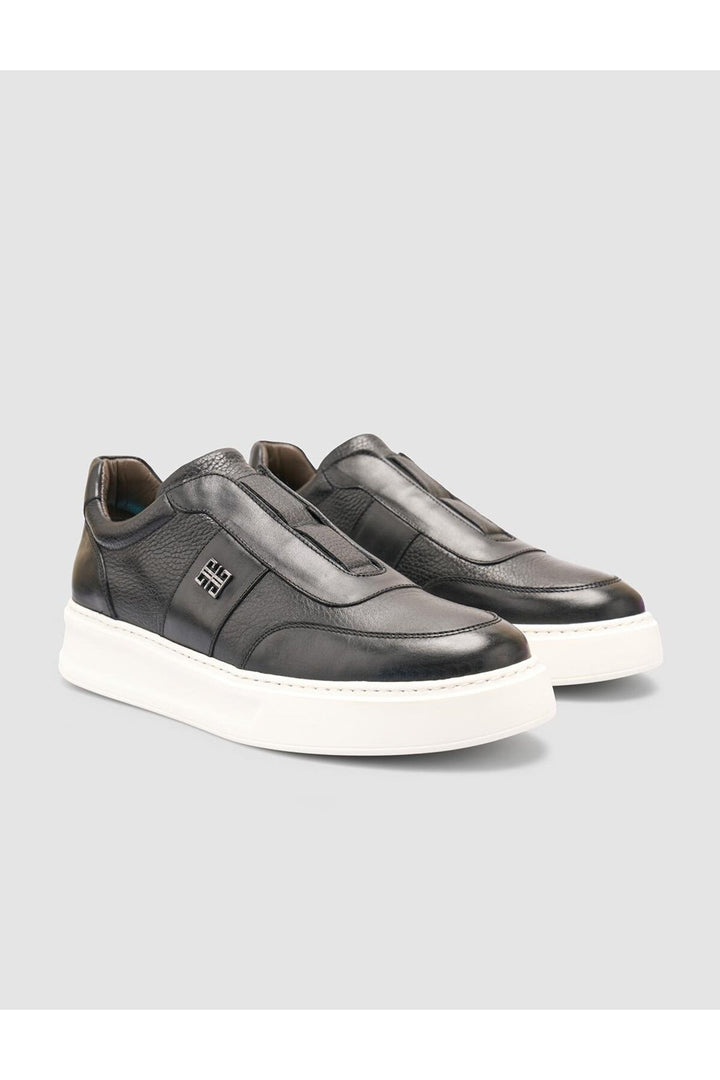 Cabani Shoes %100 Cuir véritable Chaussures de sport pour hommes noires - Noir