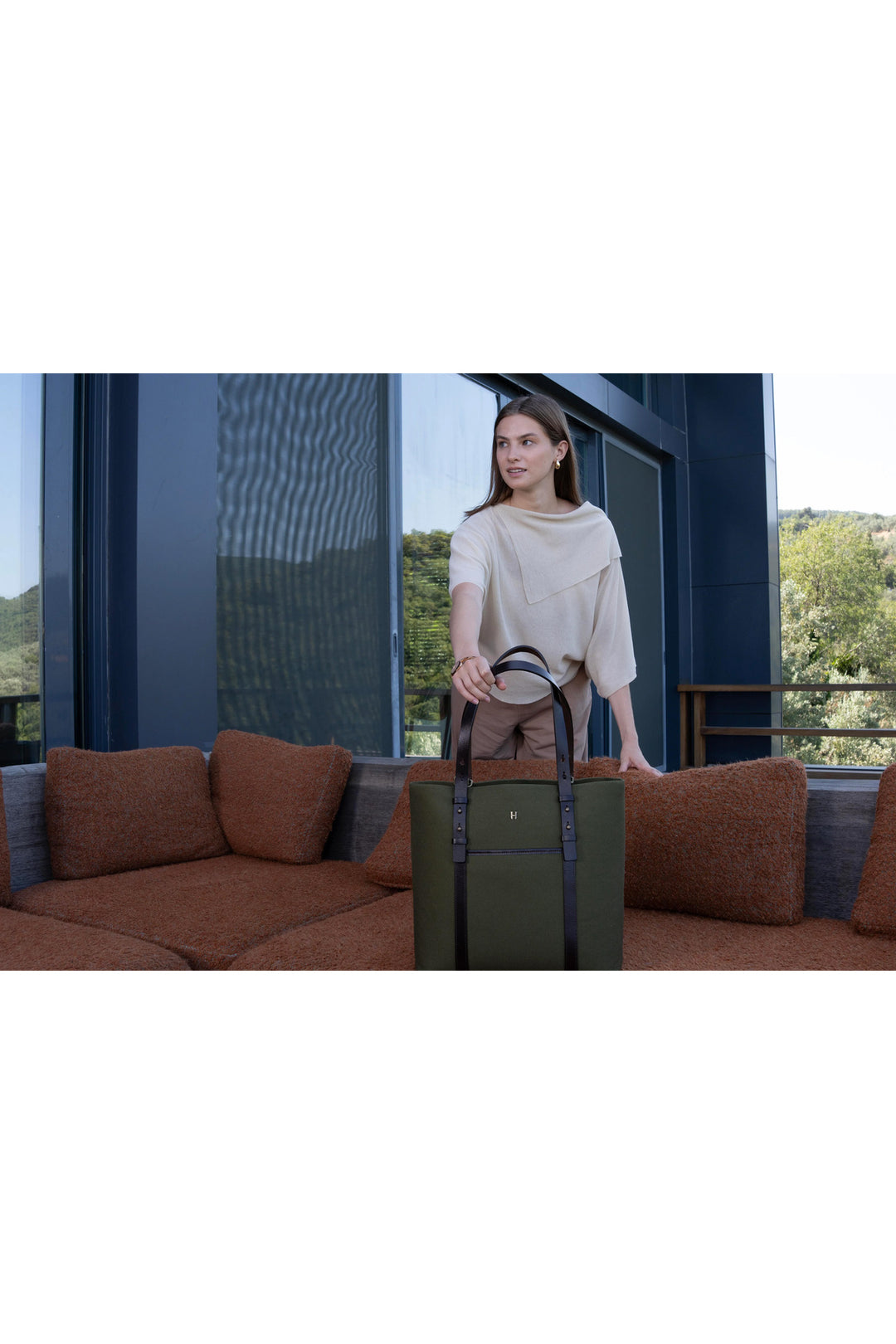 helmbrook Sac à bandoulière pour femme Louısa en cuir véritable avec bandoulière