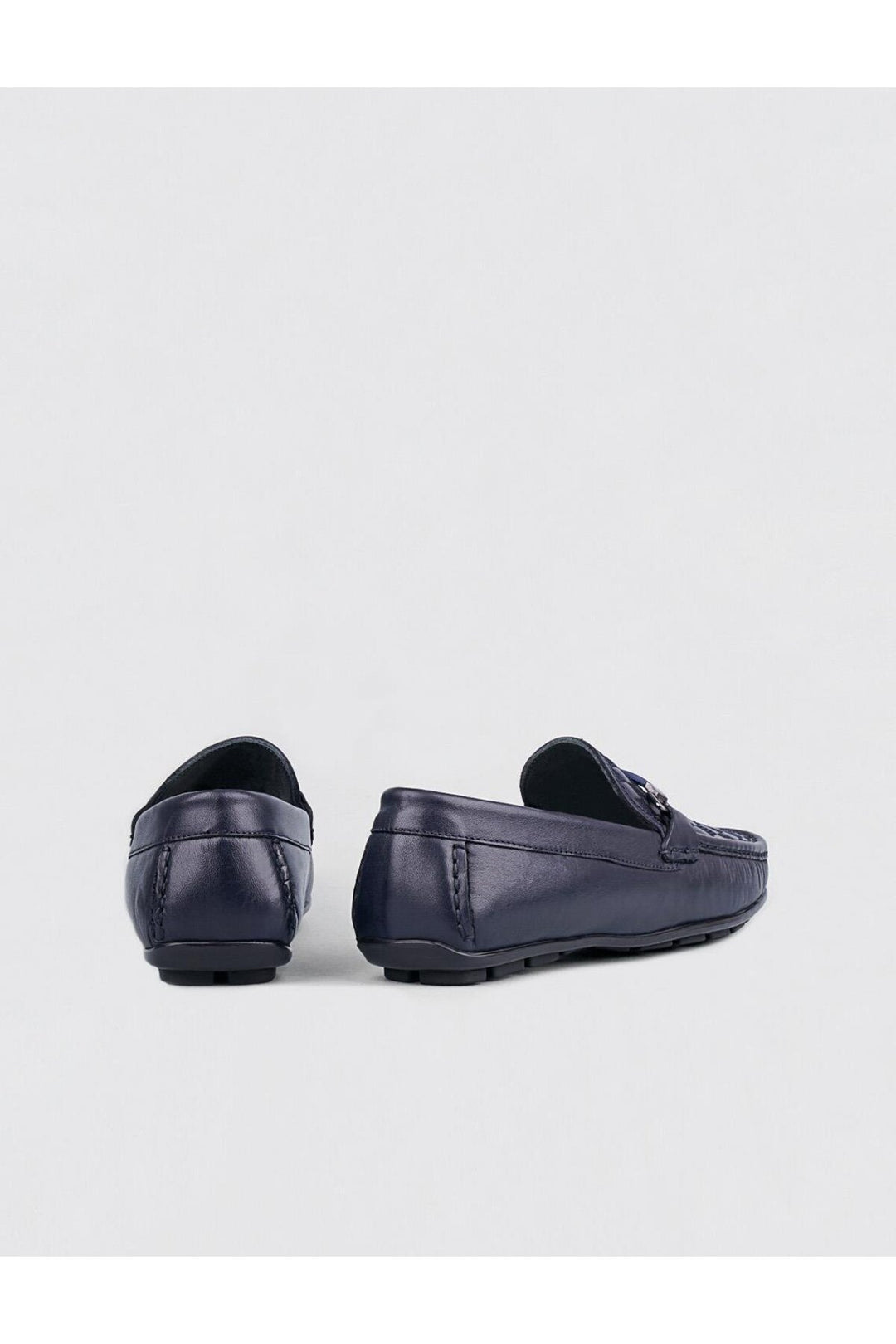 Cabani Shoes Mocassin pour homme en cuir véritable bleu marine avec bande bleue. - Bleu marine