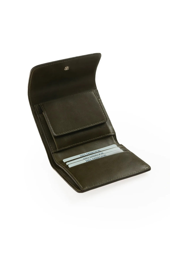 helmbrook Grand portefeuille en cuir véritable pour femme avec fermeture à glissière et protection RFID Eleanor Khaki