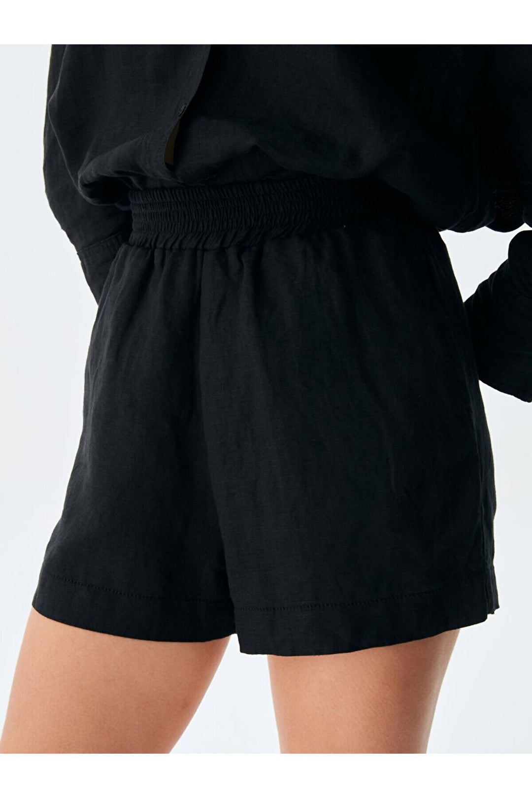 LTB Short gris aspect lin avec poches