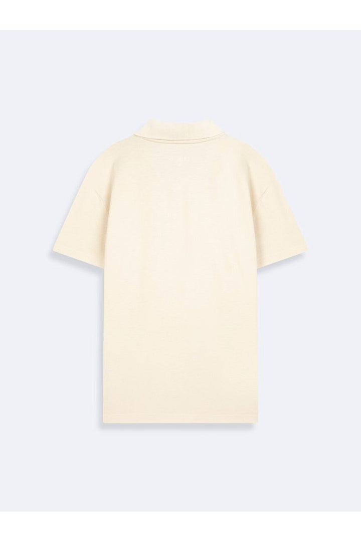 LTB T-shirt beige à col polo en piqué à V - Kaki