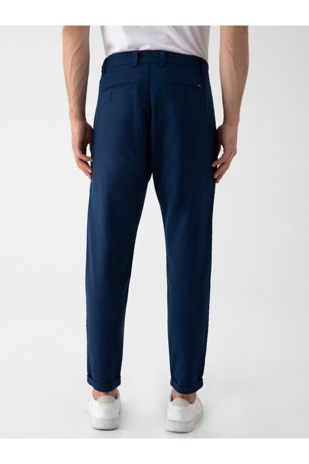 LTB Pantalon uni en lin bleu marine