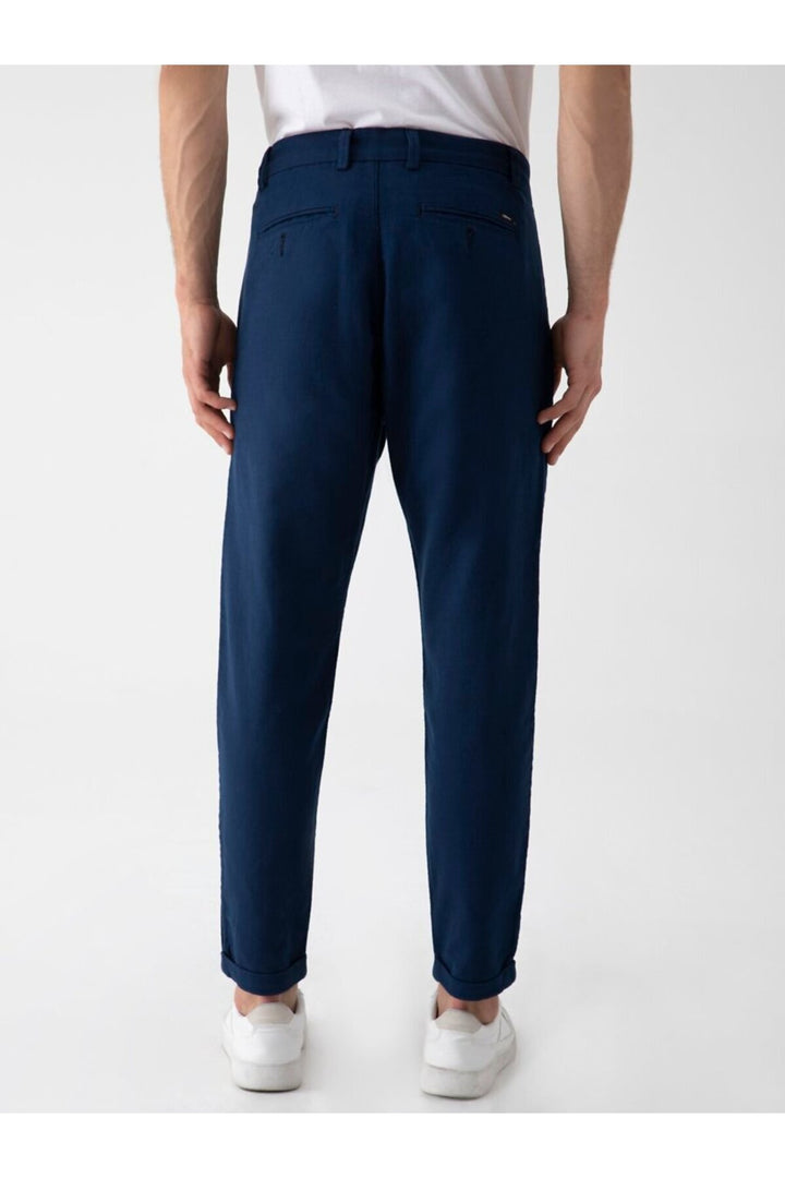 LTB Pantalon uni en lin bleu marine