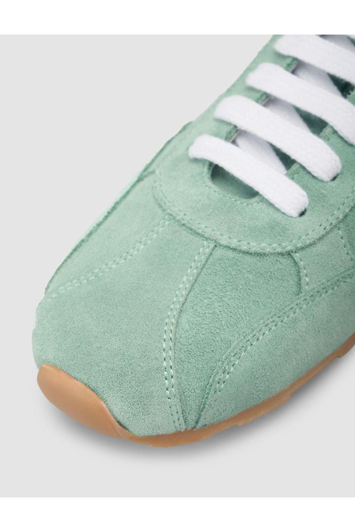 Cabani Shoes MonaMae Baskets femme en suède vert 100% cuir véritable à lacets - Vert