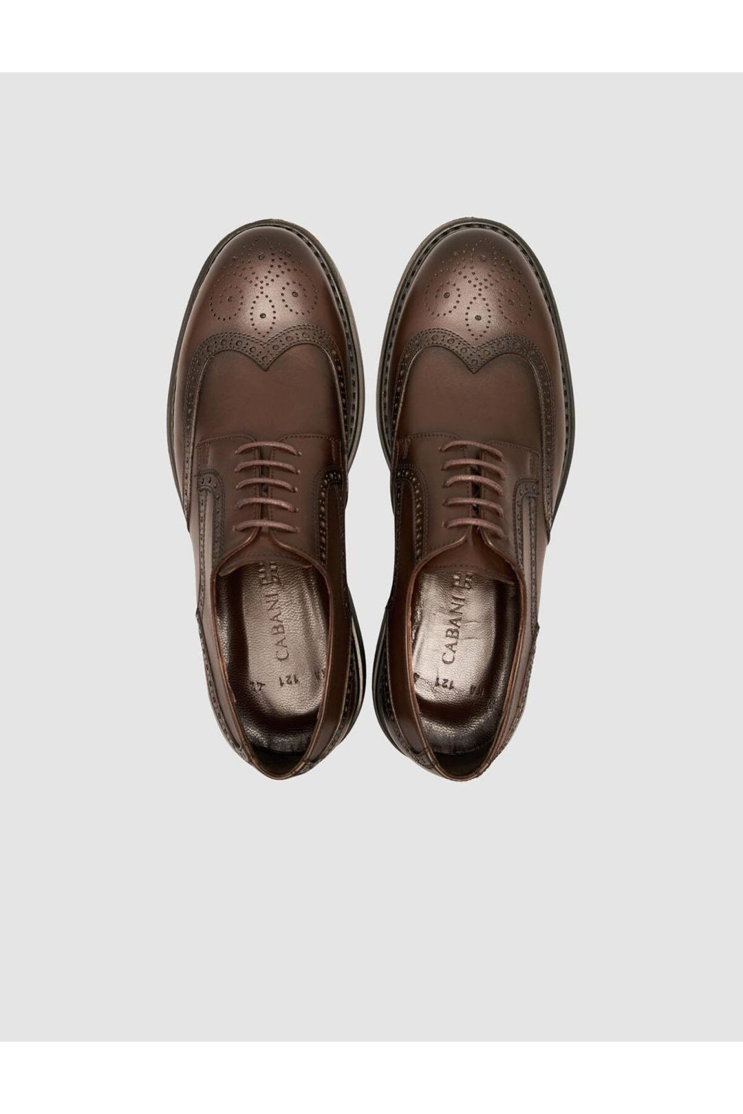 Cabani Shoes Chaussures classiques pour hommes en cuir véritable noir à lacets 100% - Marron