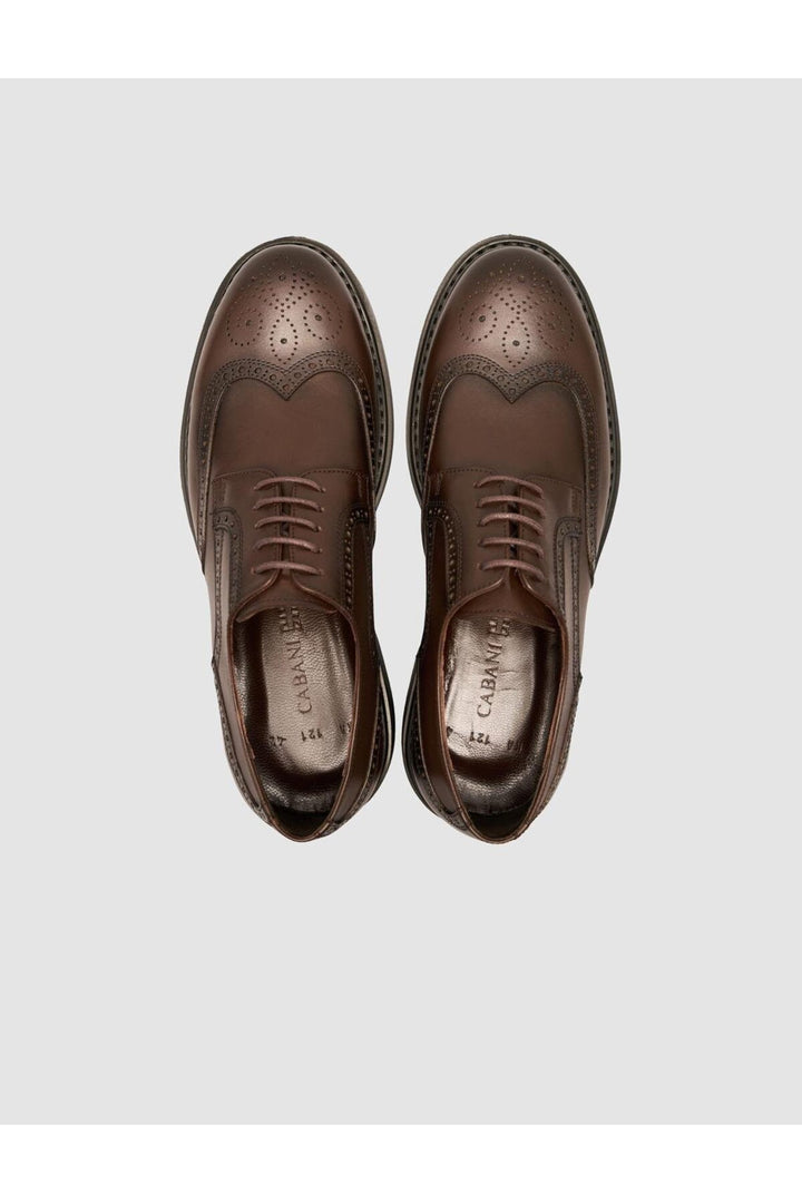 Cabani Shoes Chaussures classiques pour hommes en cuir véritable noir à lacets 100% - Marron