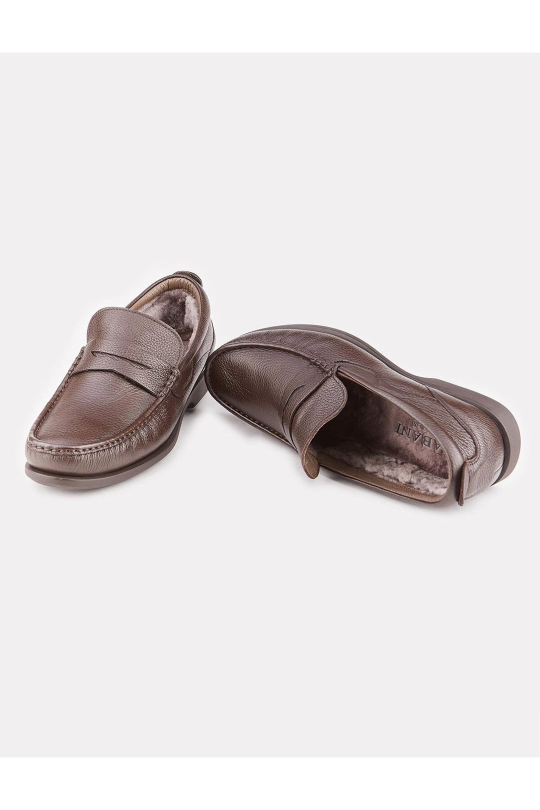 Cabani Shoes Chaussures de ville pour hommes en cuir véritable avec fourrure marron - Marron