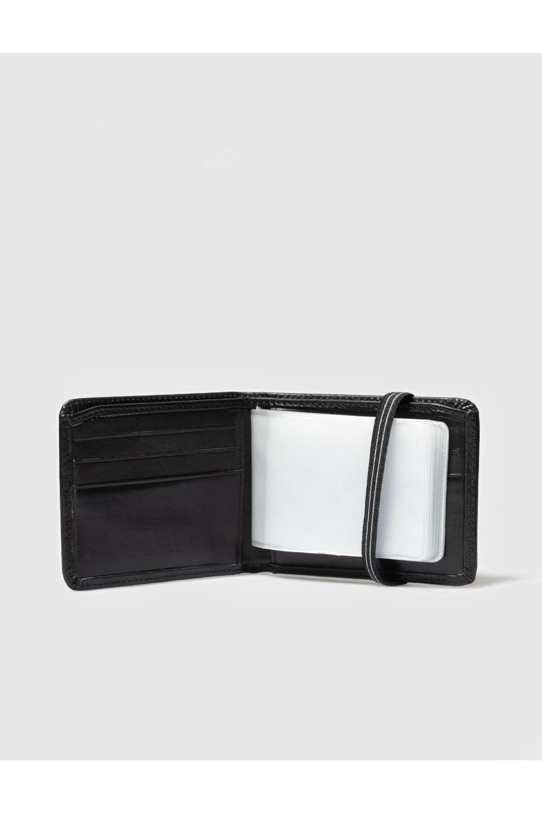Cabani Shoes Portefeuille pour homme en cuir véritable noir avec élastique. - Noir
