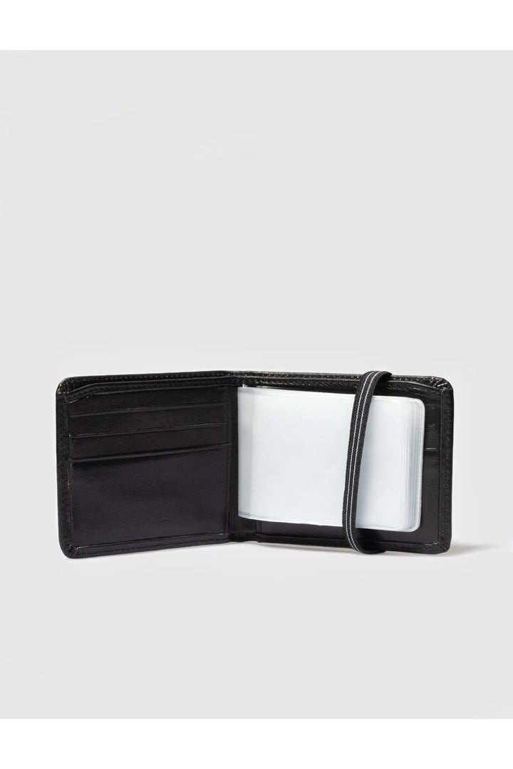 Cabani Shoes Portefeuille pour homme en cuir véritable noir avec élastique. - Noir