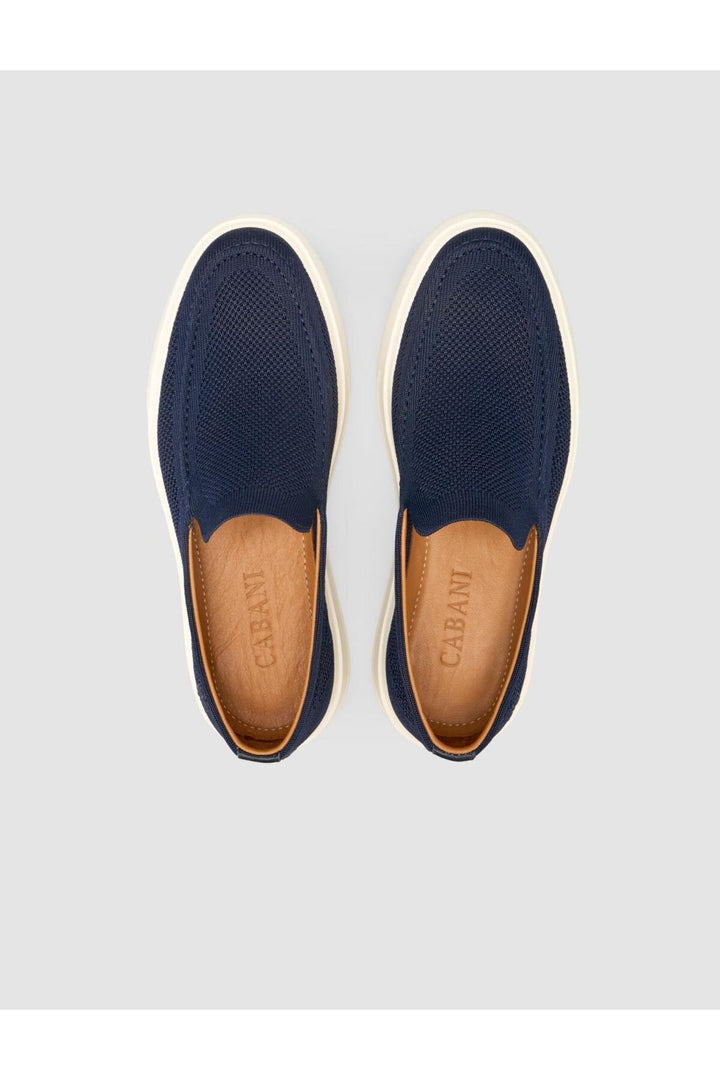 Cabani Shoes Chaussures de ville pour hommes en tricot sans lacets bleu marine - Bleu marine