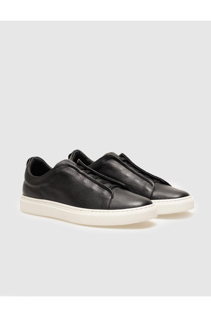 Cabani Shoes Chaussures de sport pour hommes en cuir véritable noir à lacets. - Noir