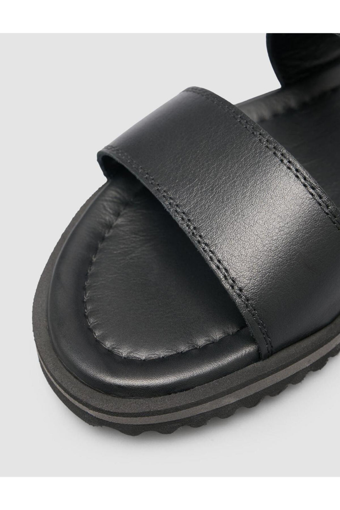 Cabani Shoes Sandales pour hommes en cuir véritable noir à bande. - Multicolore