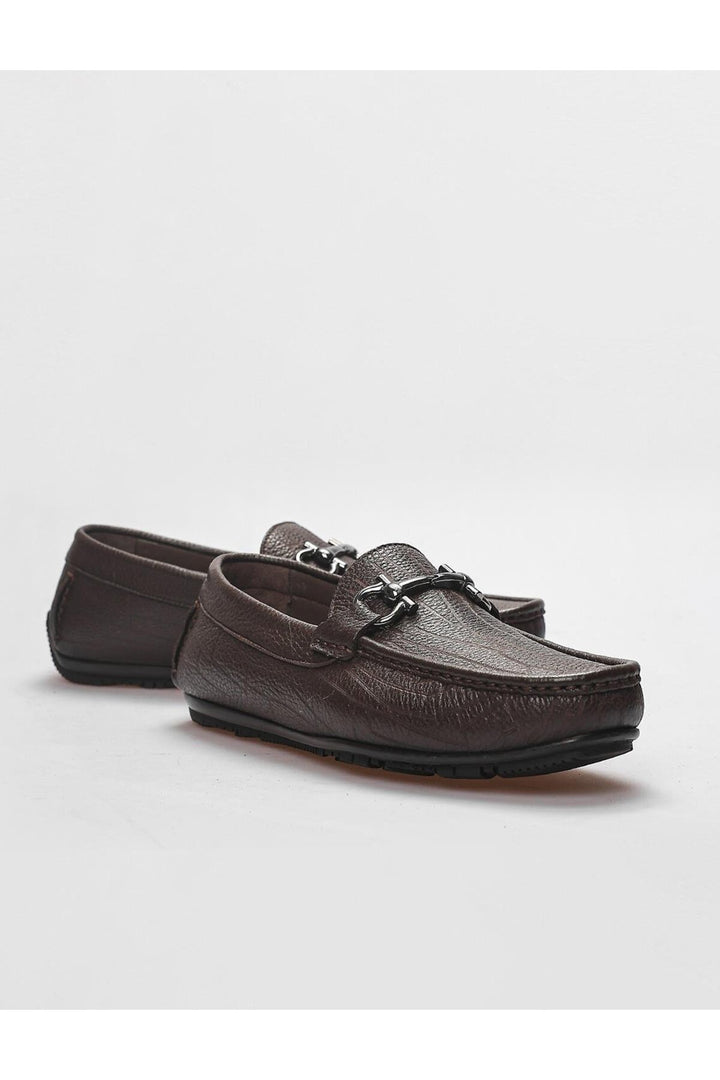 Cabani Shoes Mocassin pour homme en cuir véritable avec détail de boucle marron. - Marron