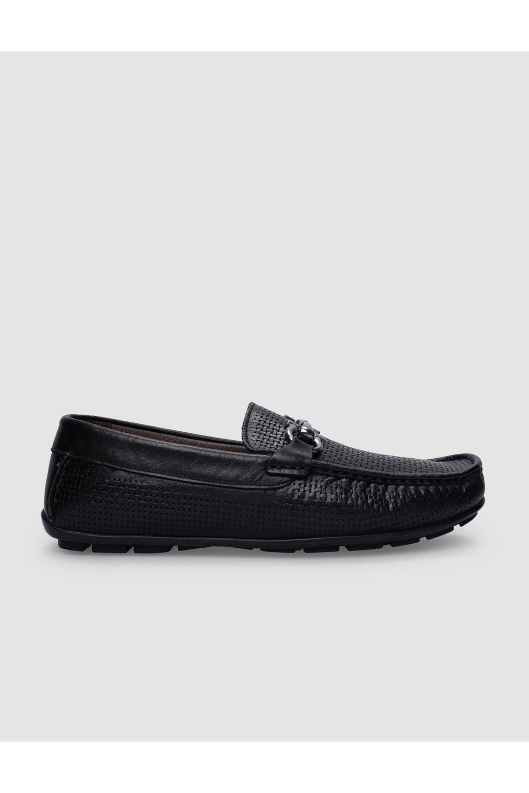 Cabani Shoes %100 Cuir véritable Mocassins pour hommes à boucle noire - Noir