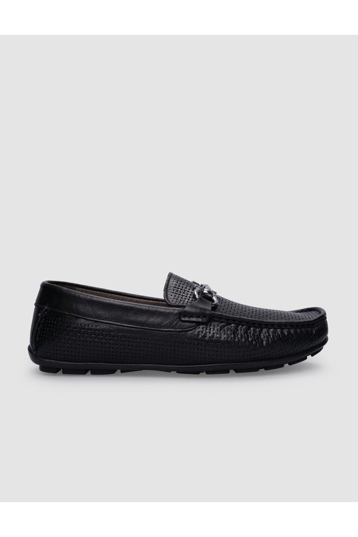 Cabani Shoes %100 Cuir véritable Mocassins pour hommes à boucle noire - Noir