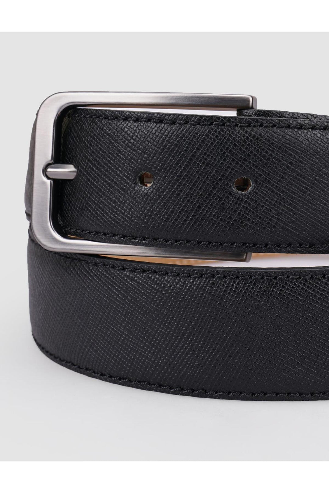 Cabani Shoes Ceinture quotidienne pour homme en cuir véritable noir à motif de 3,5 cm. - Multicolore