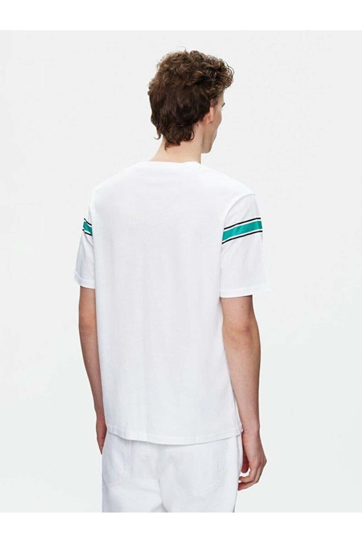 LTB T-shirt blanc classique imprimé à encolure zéro et manches courtes