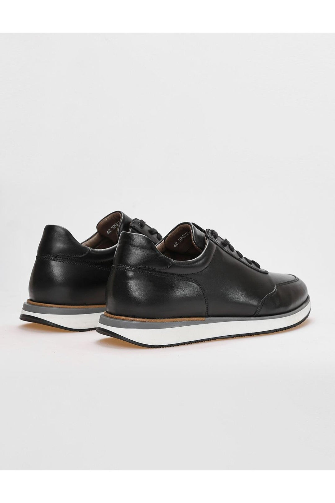 Cabani Shoes Chaussures de sport pour hommes en cuir véritable noir à lacets 100% - Noir