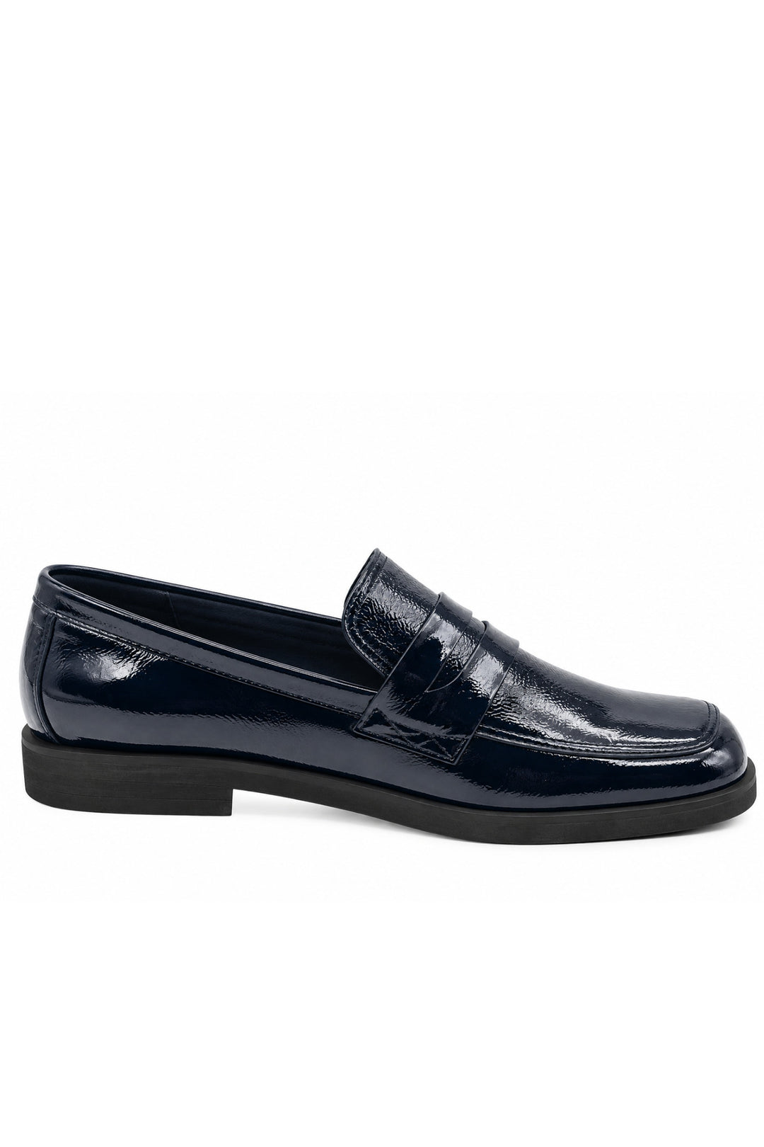 Wavelys ZANTE Bleu marine Cuir verni froissé véritable Élégante Douce Semelle flexible Chaussures pour femmes - Bleu marine