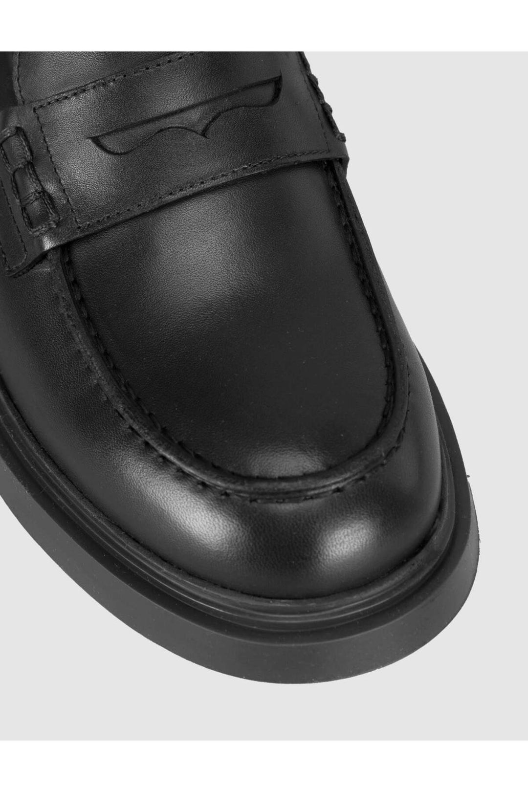 Cabani Shoes Chaussures Loafer pour Femme en Cuir Véritable à Semelle Épaisse Noire - Noir