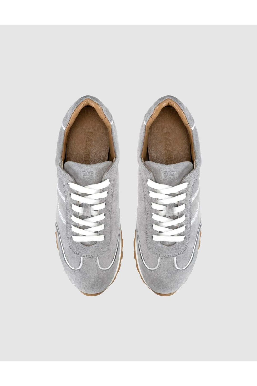 Cabani Shoes Baskets décontractées pour femmes en cuir véritable gris - Gris