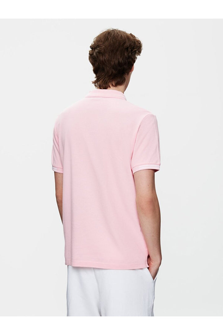 LTB T-shirt basique Regular rose à manches courtes avec col polo - Rose