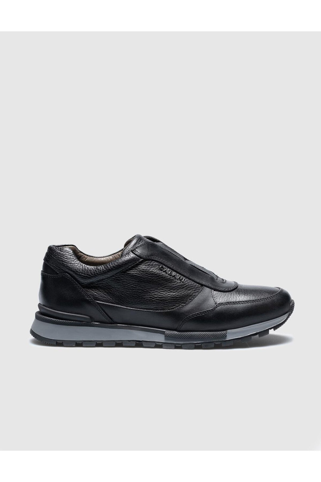 Cabani Shoes Chaussures de sport pour hommes en cuir véritable noir avec semelle en caoutchouc - Noir