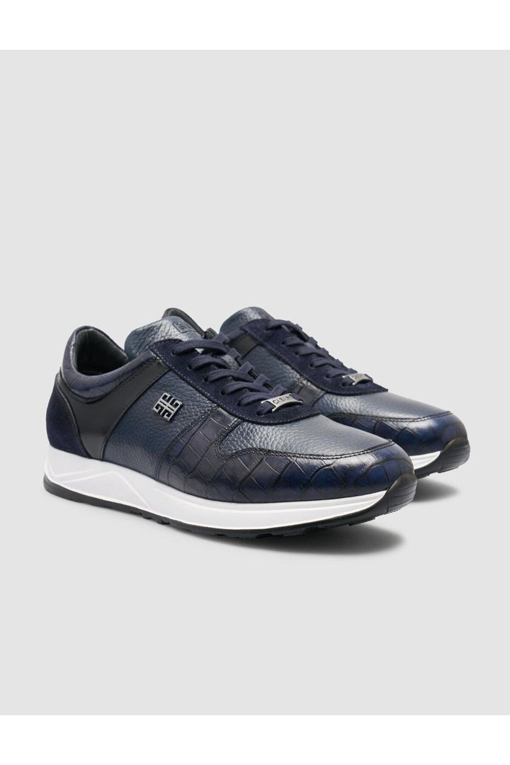 Cabani Shoes %100 Cuir véritable Bleu marine Chaussures de sport pour hommes - Bleu marine