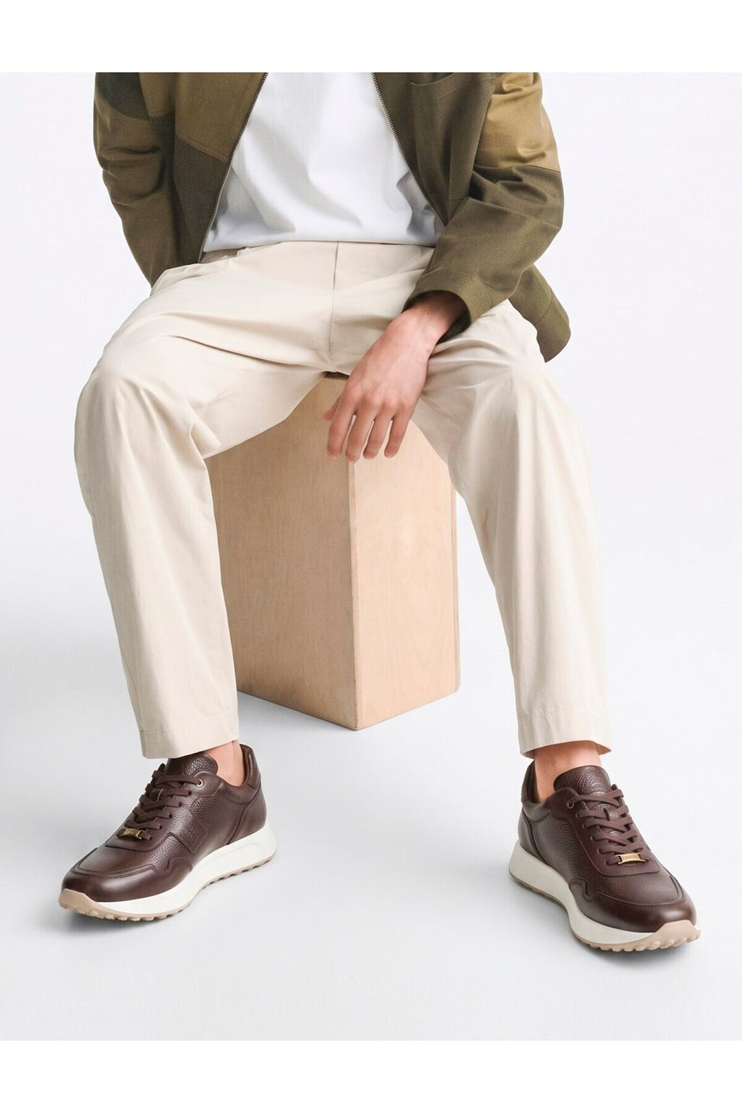 Cabani Shoes Baskets en cuir véritable pour homme marron - Marron