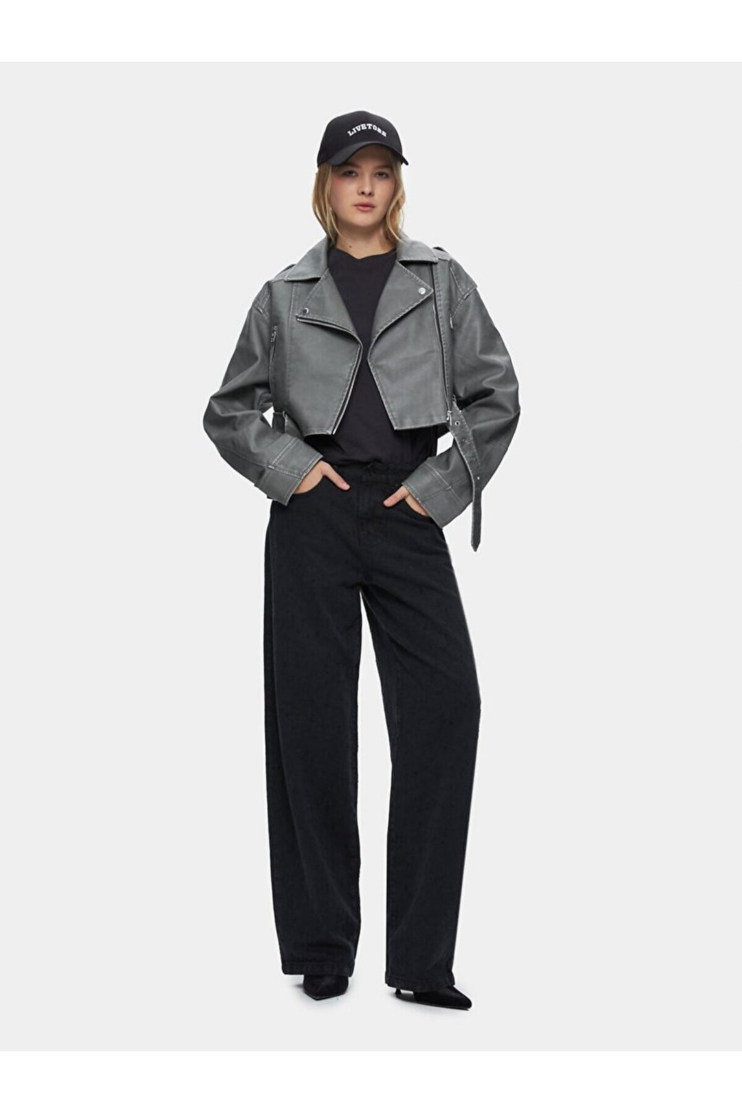 LTB Veste grise à zip avec col cubain effet délavé - Griṡ_204