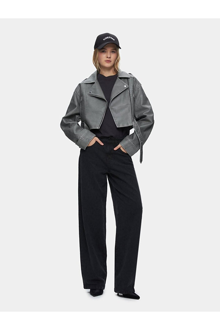 LTB Veste grise à zip avec col cubain effet délavé - Griṡ_204