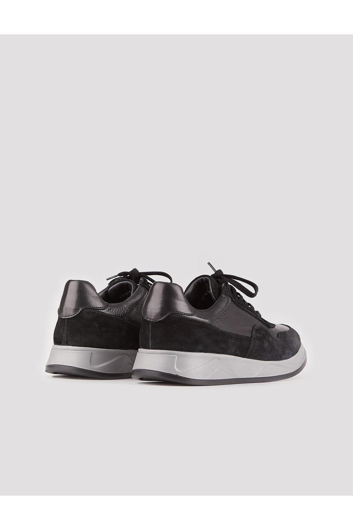 Cabani Shoes Chaussures de sport pour hommes en cuir véritable noires à lacets - Noir