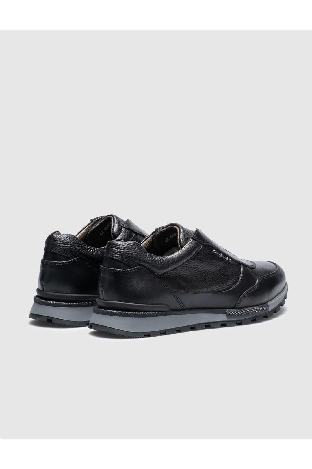 Cabani Shoes Chaussures de sport pour hommes en cuir véritable noir avec semelle en caoutchouc - Noir