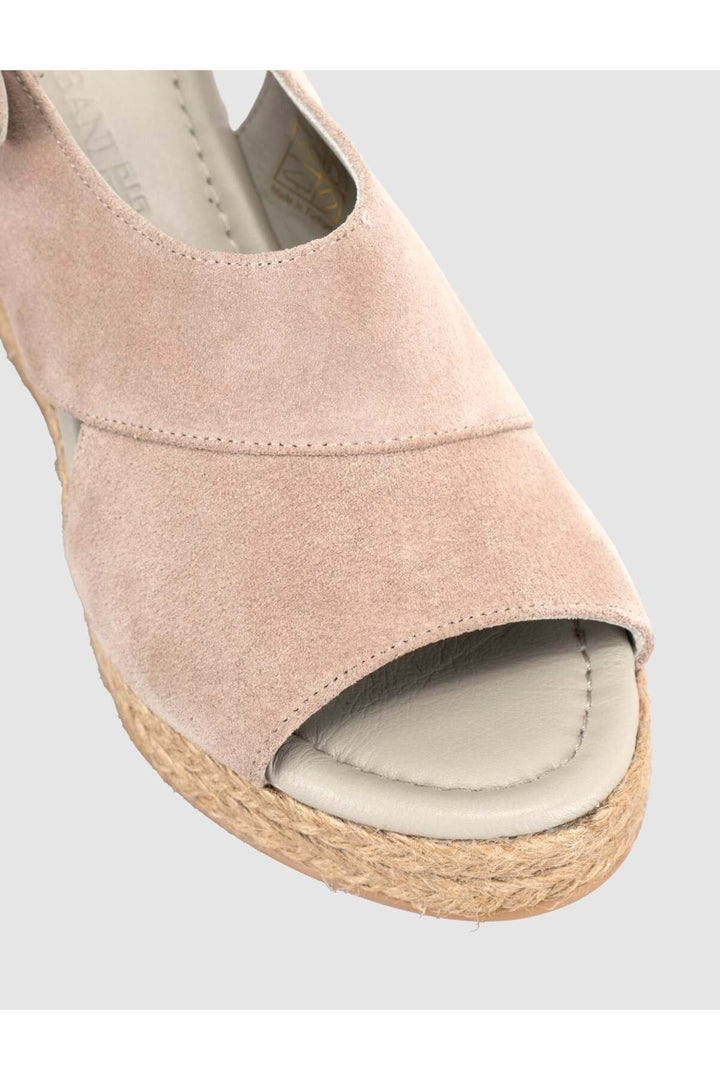 Cabani Shoes Sandales à talons compensés en cuir suédé véritable avec semelle en jute pour femmes - Pierre