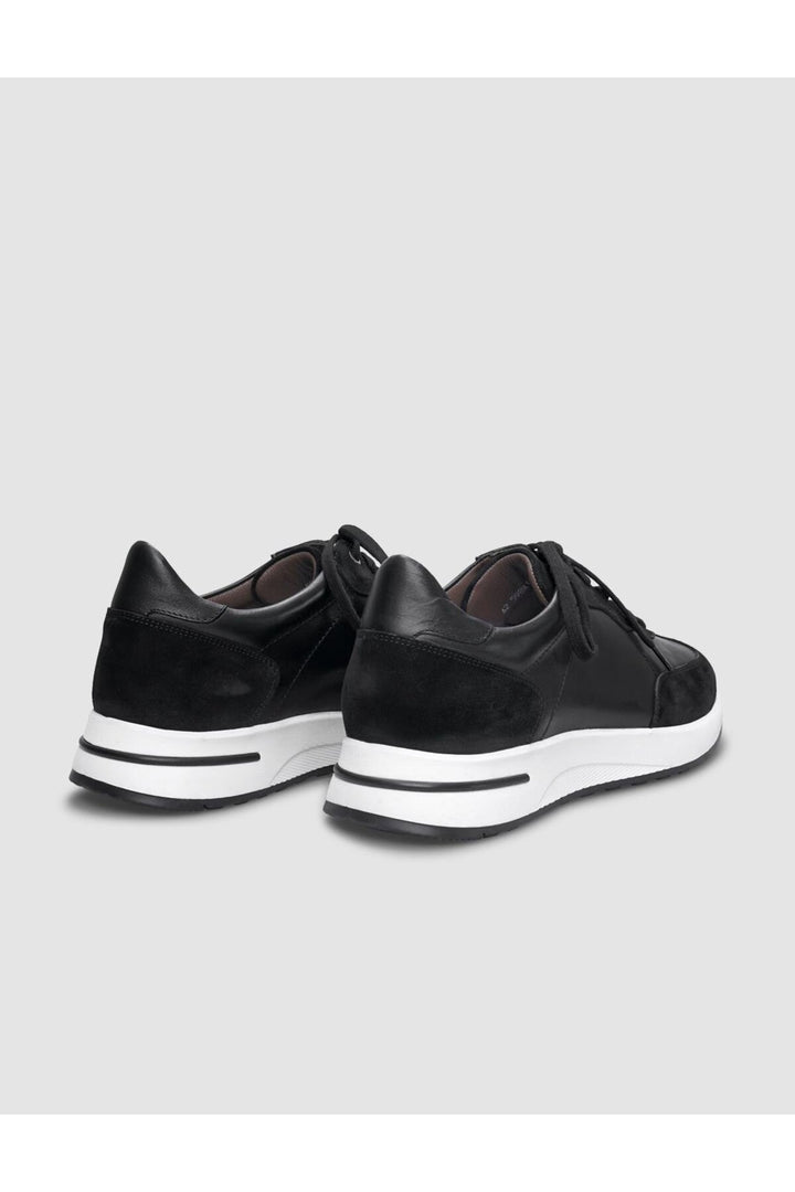 Cabani Shoes Chaussures de sport pour hommes en cuir véritable noires à lacets - Noir
