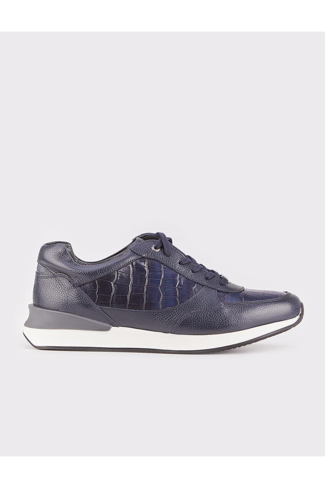 Cabani Shoes Chaussures de sport pour hommes en cuir véritable bleu marine à lacets avec semelle thermo. - Bleu marine
