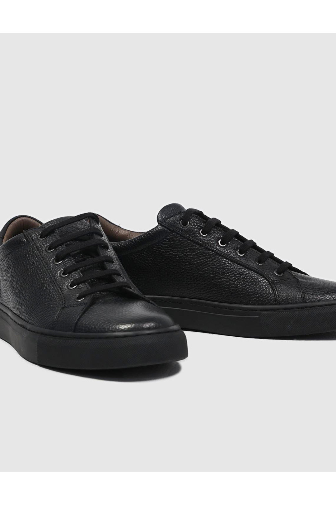 Cabani Shoes Chaussures de sport pour hommes en cuir véritable noires à lacets - Noir