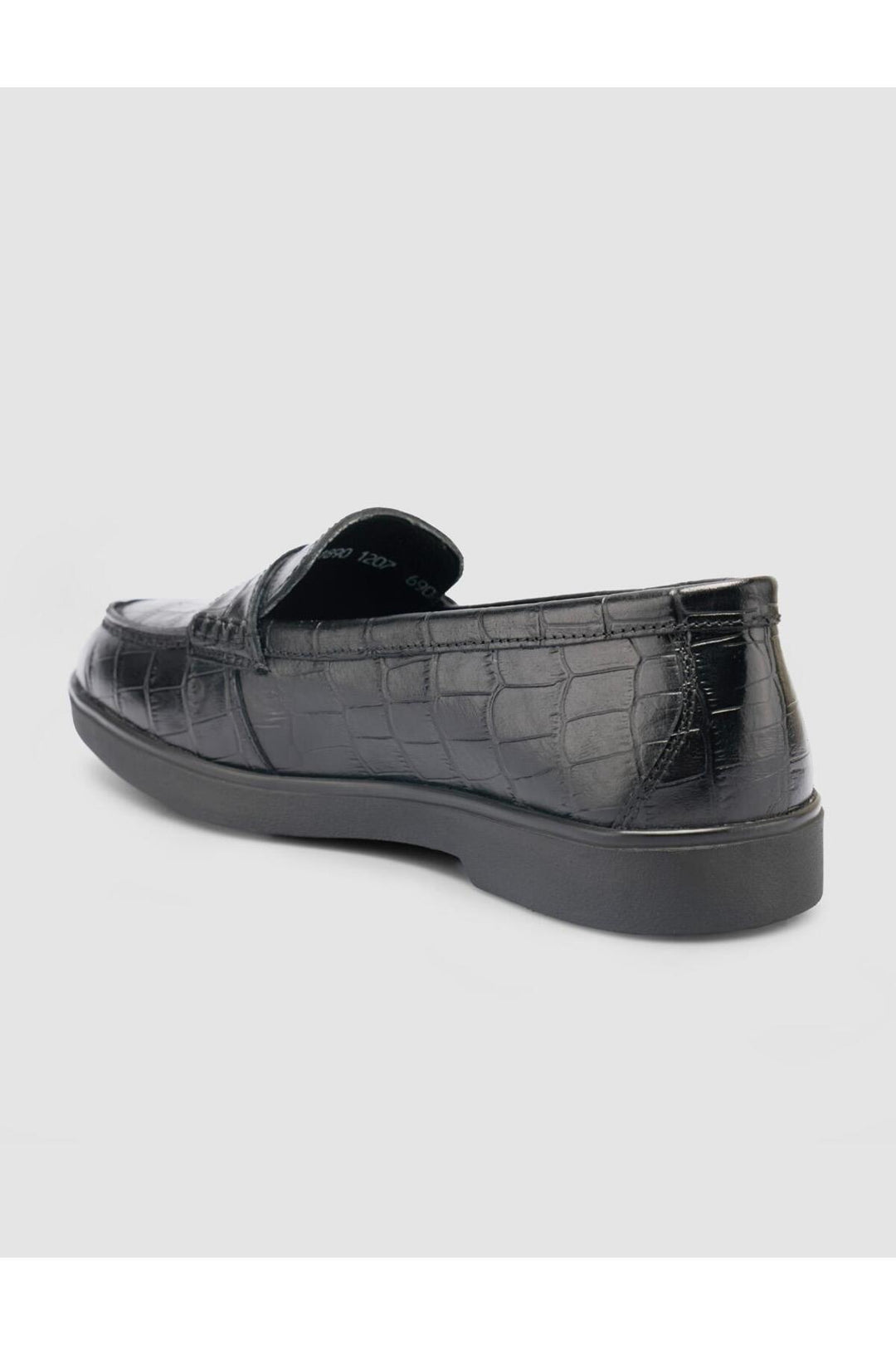 Cabani Shoes %100 Cuir Véritable Noir Motif Croco Mocassins Femme - Noir