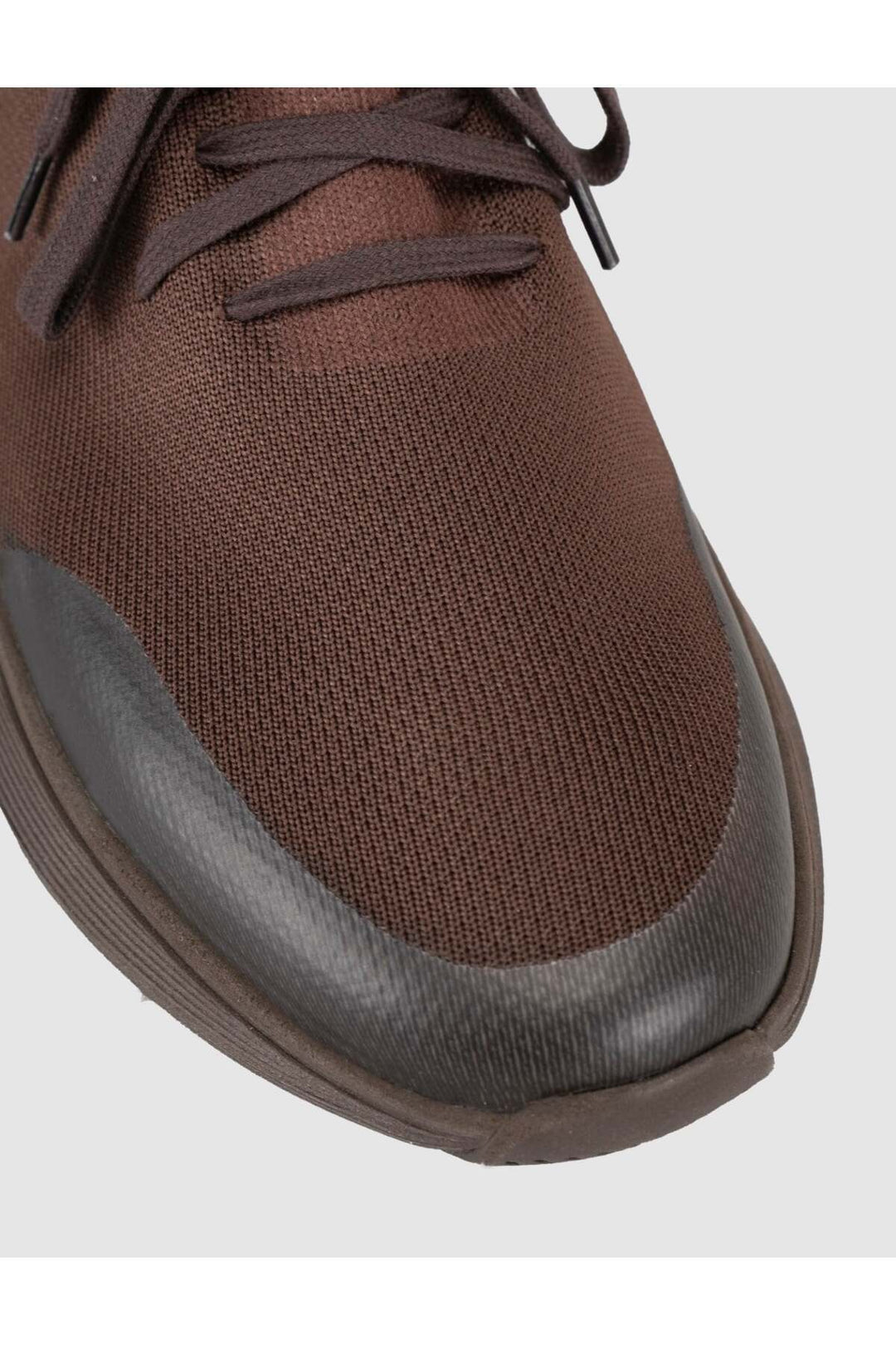Cabani Shoes Castello Café Tricot & Cuir de Vache Véritable Baskets pour Hommes - Marron
