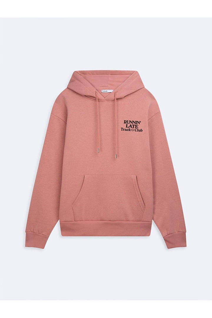 LTB Sweat-shirt rose imprimé à capuche et manches longues