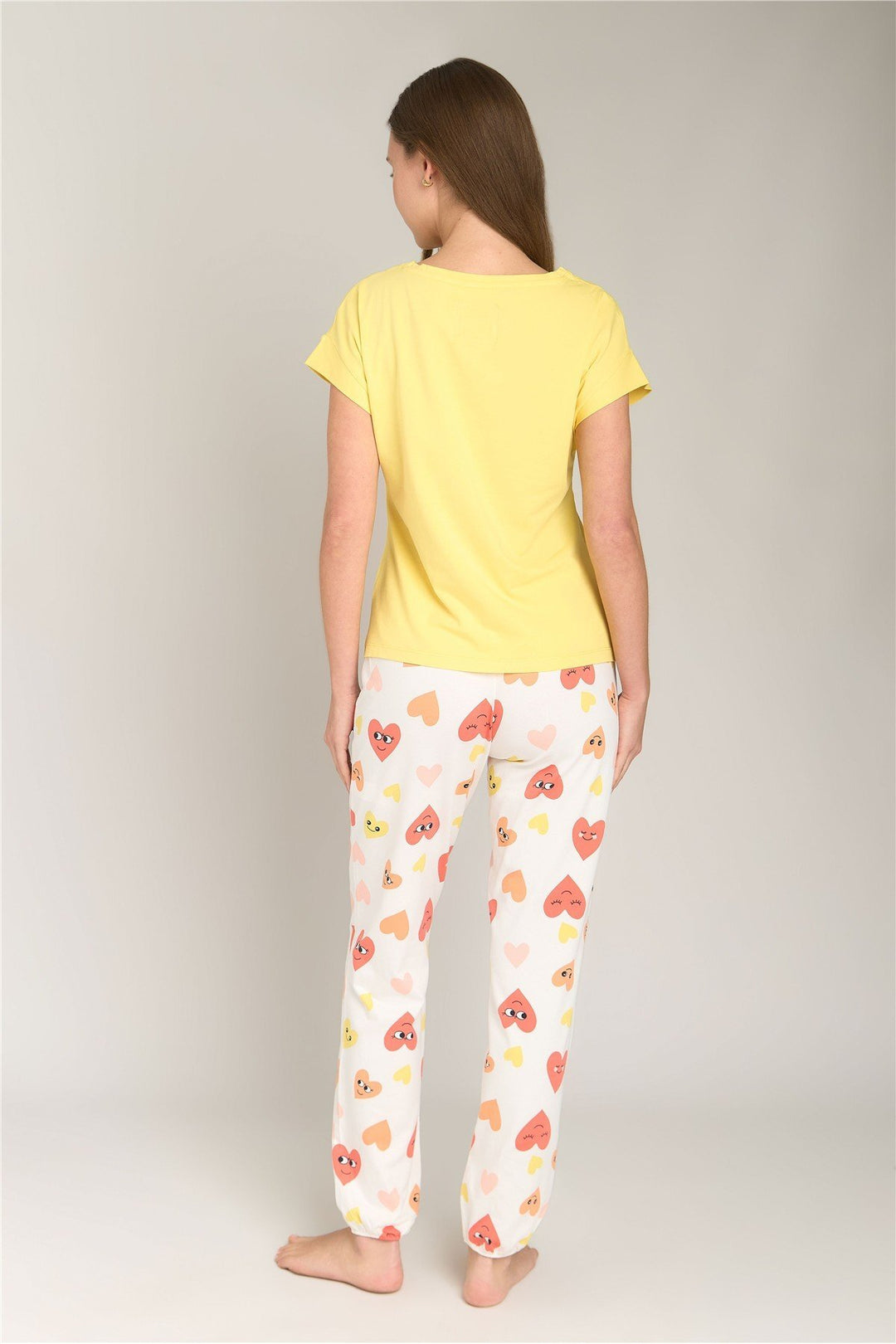 Lovely Things ENSEMBLE DE PANTALONS TSHIRT EN TRICOT DE LEVURE À MANCHES COURTES - Jaune