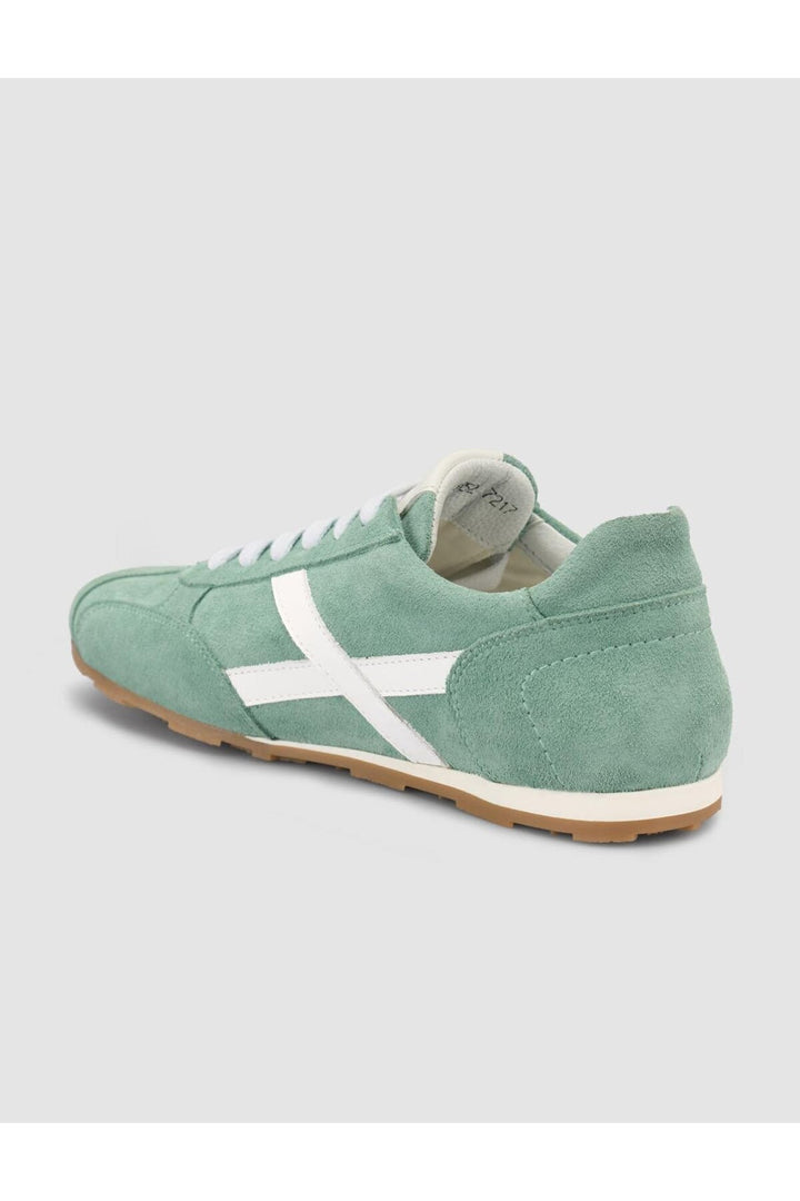 Cabani Shoes MonaMae Baskets femme en suède vert 100% cuir véritable à lacets - Vert