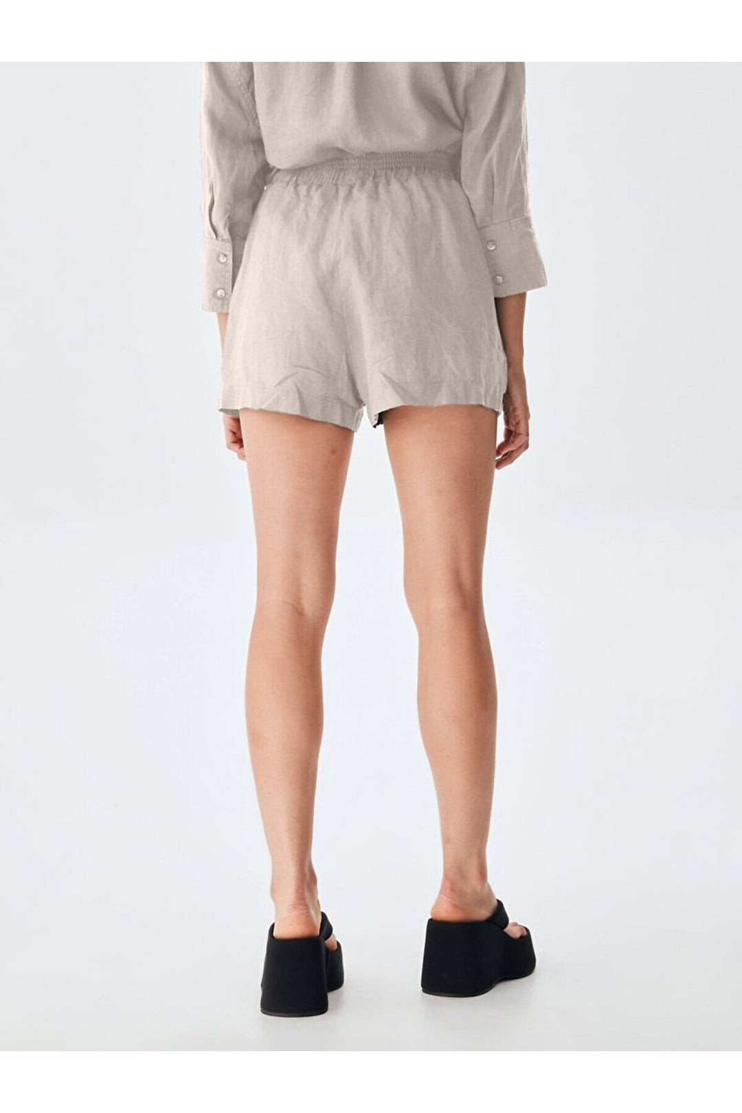 LTB Short blanc aspect lin avec poches