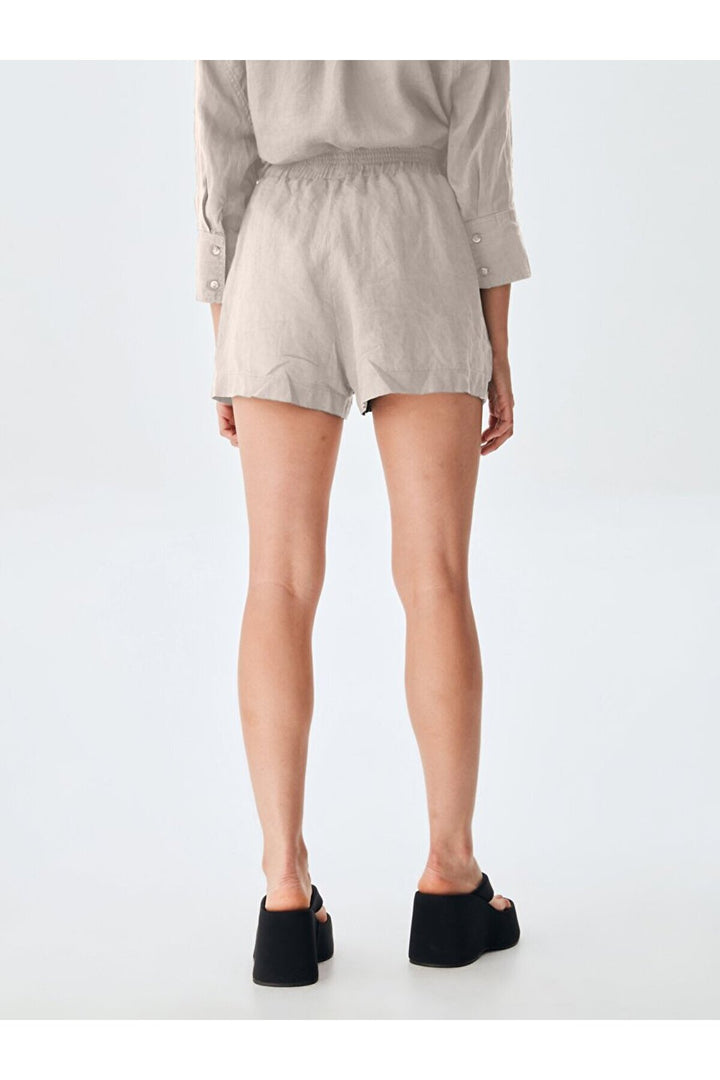 LTB Short blanc aspect lin avec poches