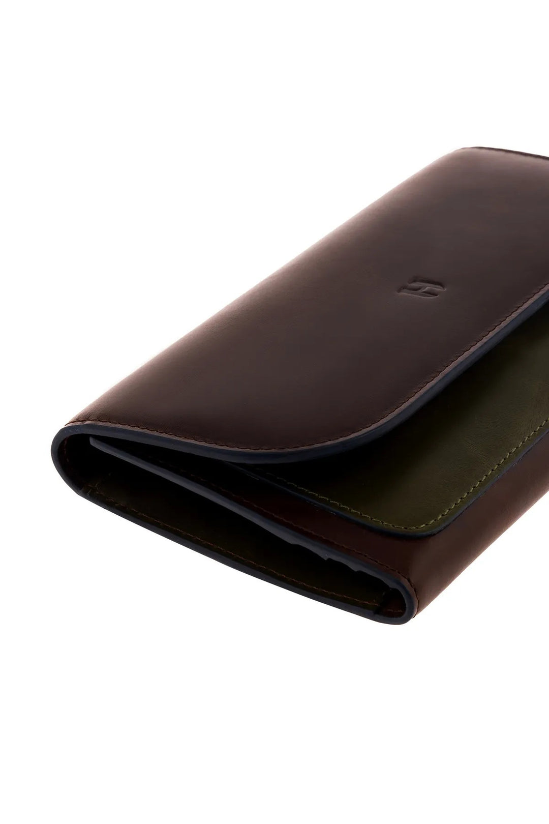 Helmbrook Femme Cuir Véritable Grand Portefeuille Fermoir à bouton-pression Protégé par RFID Charlotte Café Kaki