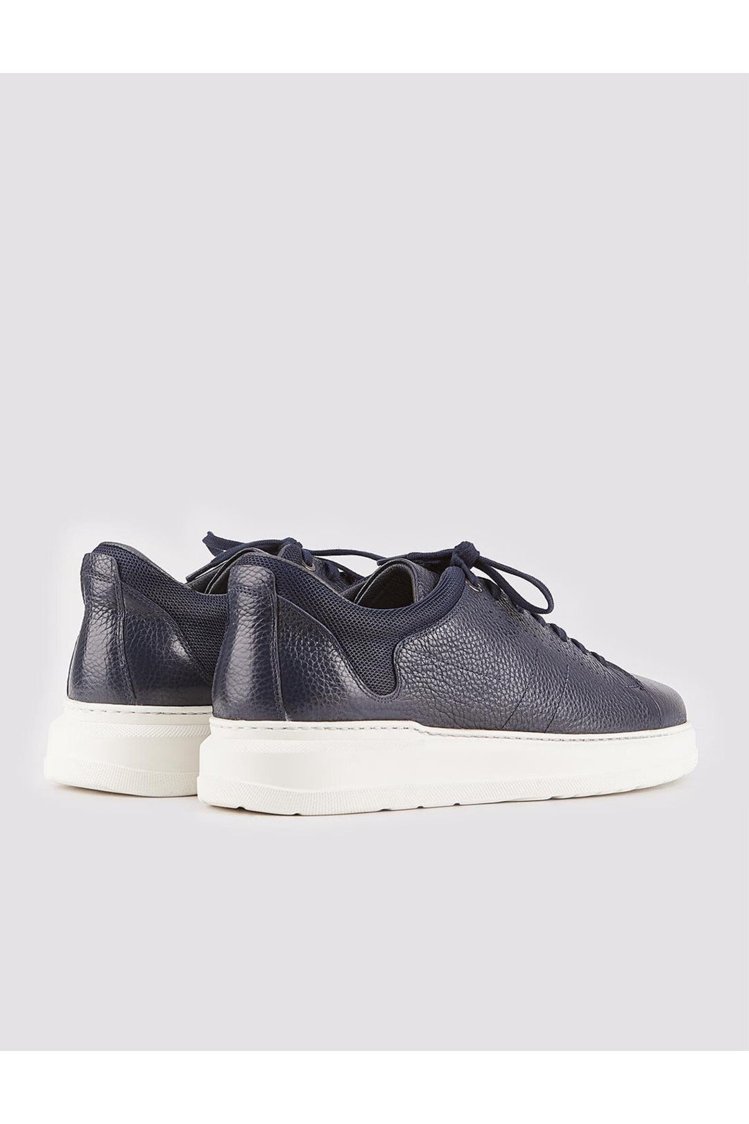 Cabani Shoes Chaussures de sport pour hommes en cuir véritable à lacets, semelle blanche, bleu marine. - Bleu marine