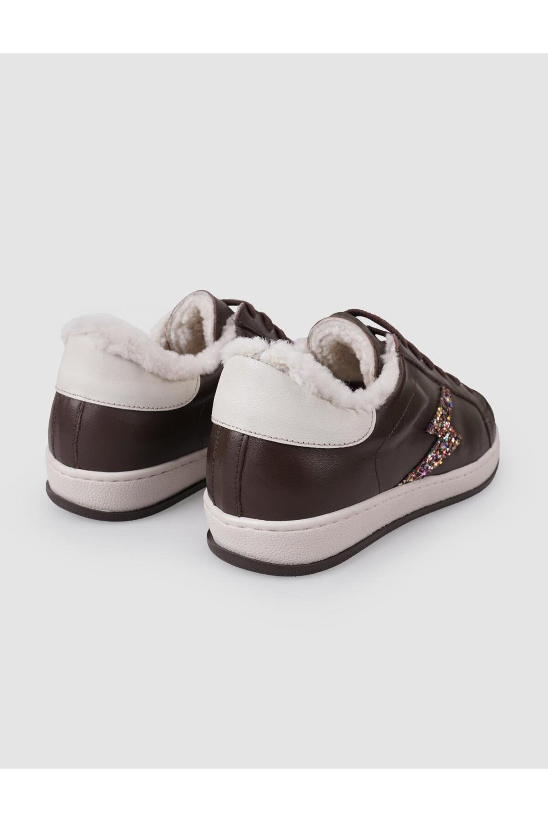 Cabani Shoes %100 Cuir véritable Baskets à lacets en cuir marron pour femmes avec fourrure - Marron