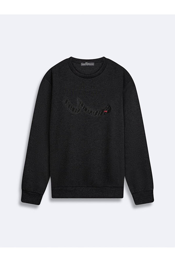 LTB Sweat-shirt anthracite à manches longues avec encolure en O